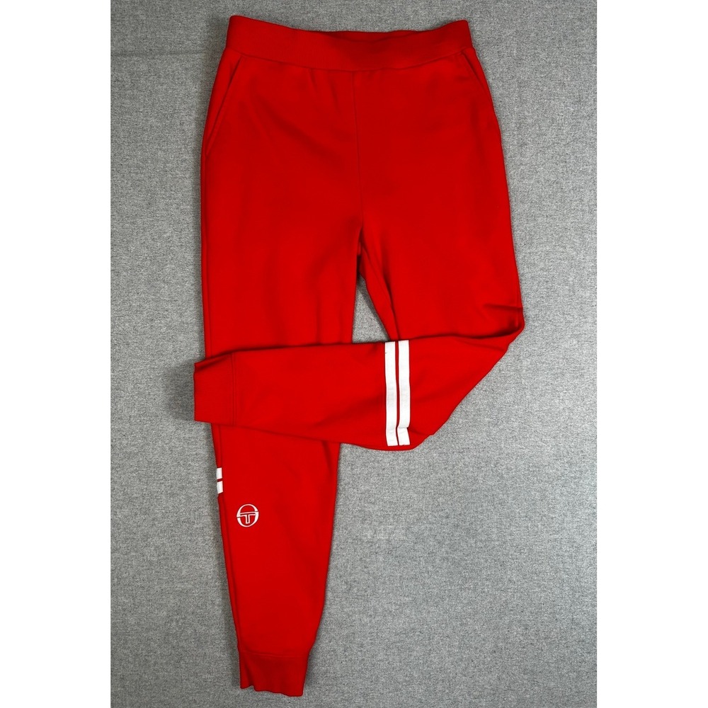 Sergio Tacchini Terry Joggers Mens M Orange Stripe Track Sweats Pants Tennis